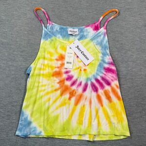Juicy Couture Tank Top Womens 2X Multicolor Tie Dye Spiral Ribbed Sleeveless New